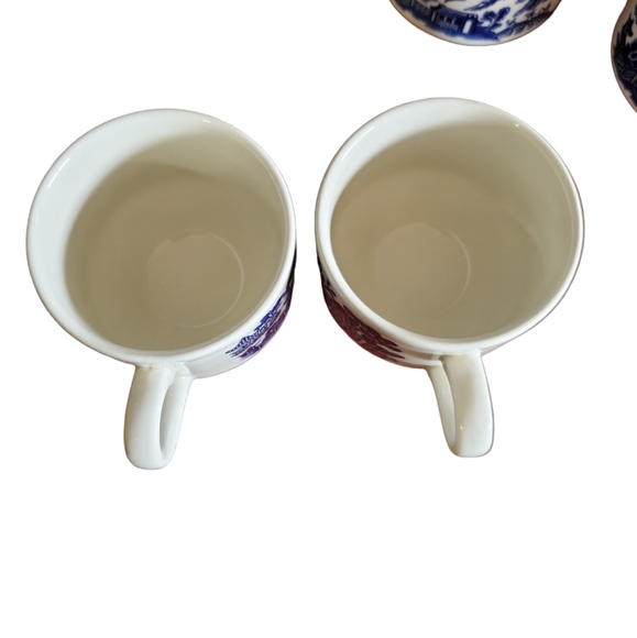 Vintage Churchill England Blue Willow Large Flat Cups ~ Set Of 4 Pre-Owned - Picture 6 of 16